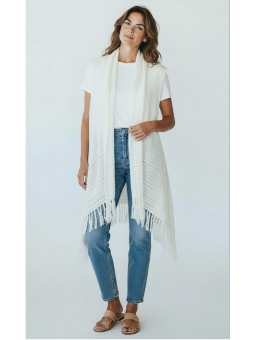 Rag & Bone Kara Playa Linen Blend Open Knit Cardigan Vest Beach Swimsuit Coverup